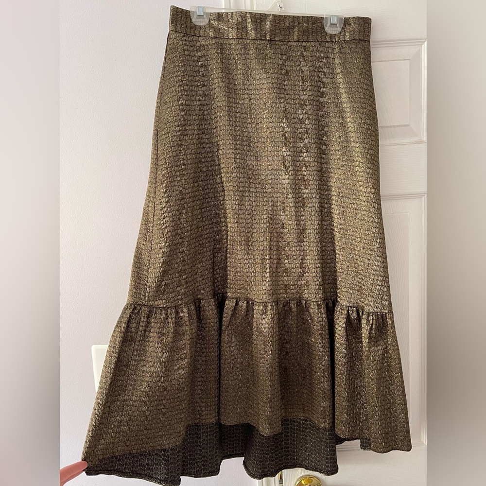 Gold high low midi skirt